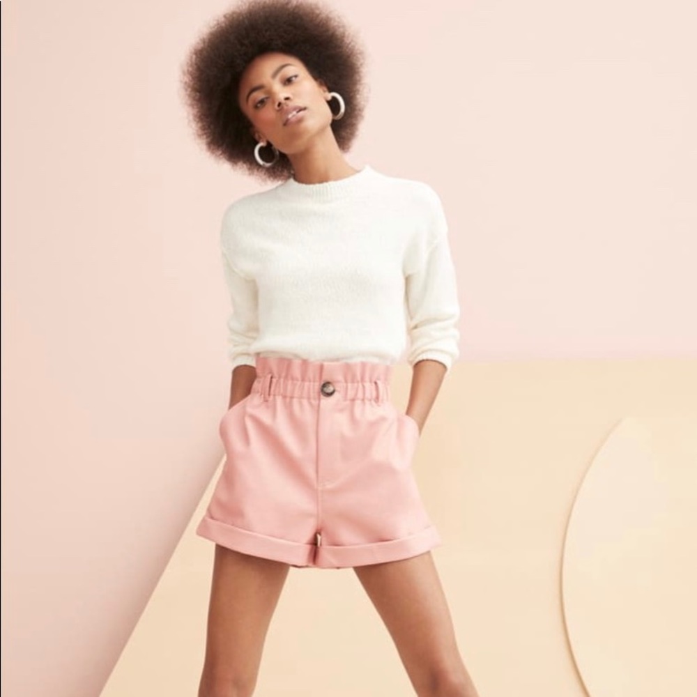Topshop Faux Leather Paper Bag Shorts
